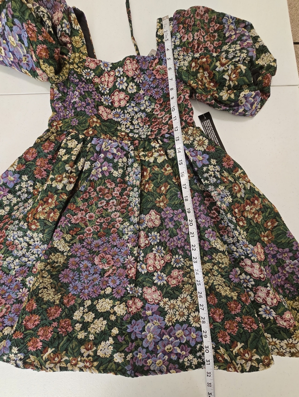 Sister Jane Bluebells Floral Tapestry Tie Back Mini Dress Women's XS New NWT - Picture 9 of 13